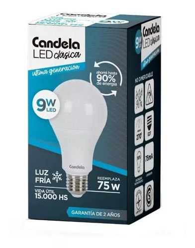 Foco Lampara Clasica Led A60 9w Fria