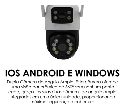Câmera Wi-fi Ptz Lente E Tela Dupla 360 5g Prova D' Agua 6mp Cor Branco