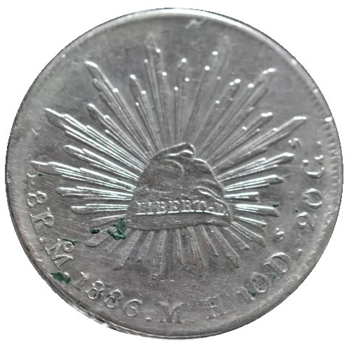 Moneda Plata 8 Reales 1886 Mexico Mo Mh