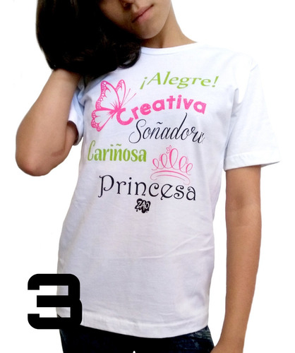 Imagen 7 de 10 de Franelas Algodón Niño Niña Juveniles Con Mensajes Positivos