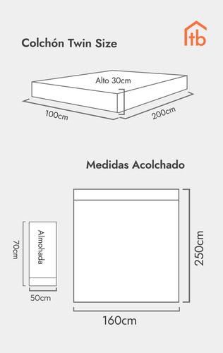 Acolchado Kavanagh Aspen Twin 1 1/2 Plaza+ Funda Almohadon