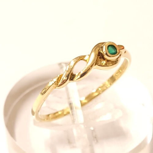 Imagen 4 de 5 de Anillo Oro 18kts Cubic Verde 1,4grs N°15 Brumat