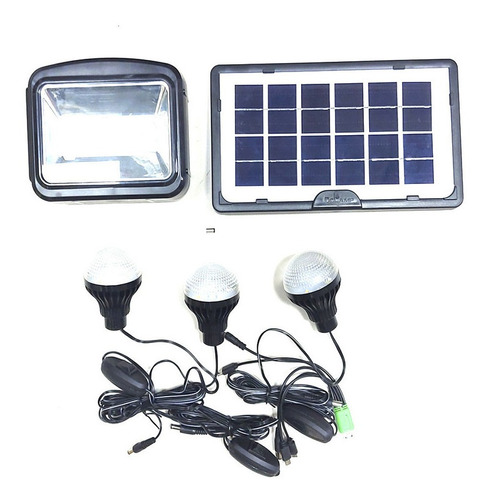 Kit Faro Led  + 3 Lamparas Recargable Con Panel Solar