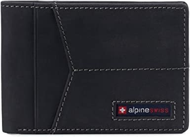 Alpine Swiss Delaney - Cartera Delgada De Piel De Vaca