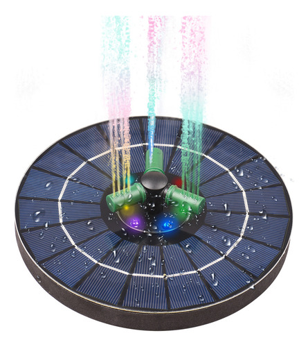 Bomba Solar Fuente 4w Con Luz Led Rgb Y Batería, 360° Girato