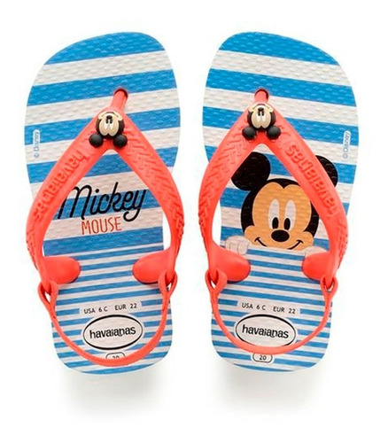 Ojotas Havaianas Baby Mickey New Disney Classic Azul Rojo