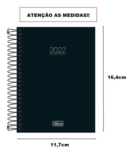 Imagem 2 de 3 de Agenda Diária Espiral Pepper Preta M4 2022 Tilibra