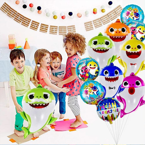 Decoración De Globos Cumpleaños Fiesta De Baby Shark 16pcs