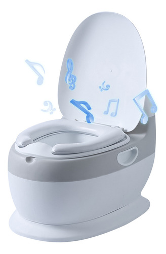 Pelela Inodoro Bacinica Con Sonido Baño Portátil Para Niños Bacinica Bañito Entrenador Asiento Acojinado Color Blanco