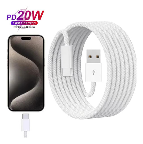 Cabo Pd20w Usb-a To Usb-c Para iPhone 15, 16 Samsung Xiaomi