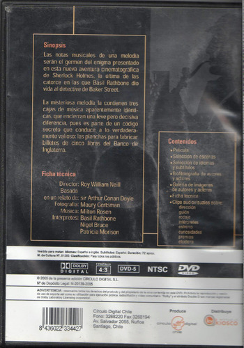 Pelicula D.v.d Sherlock Holmes Vestida Para Matar 1946 Dvd (Usado)