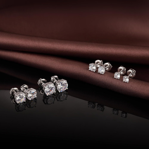 Elegantes Pendientes Stud Para Hombres Con Diamantes De 4 Mm
