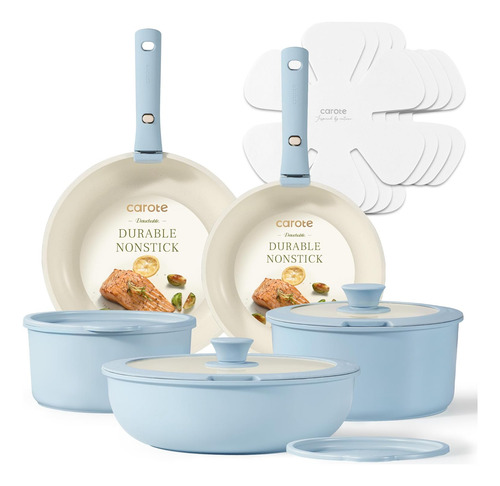 Set De Cacerolas Y Sartén Carote, Mango Desmontable,15 Pcs