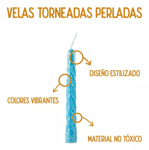 Velas Perladas Colores Finitas Cumpleaños Portavela Pack X12