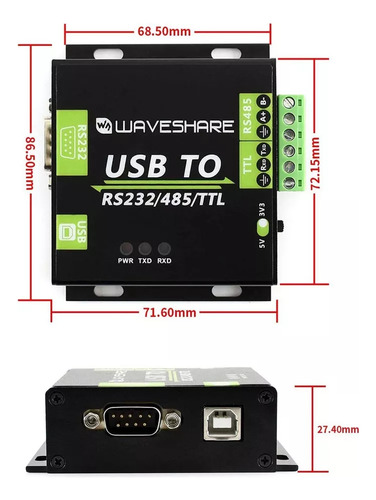 Convertidor Industrial Aislado Usb A Rs232/rs485/ttl Com F