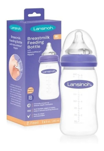 Mamadera Boca Ancha Natural Wave Lansinoh 240ml