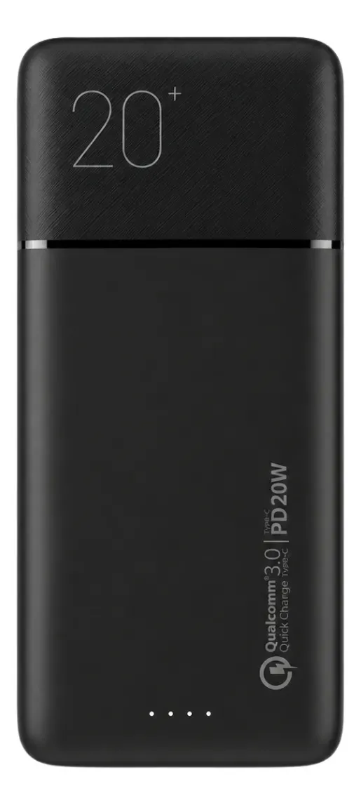 Bateria Externa De Carga Rápida 20w 20.000 Mah Dusted Negra Color Negro