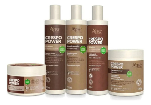 Kit Crespo Power Completo - 5 Produtos Apse - 100% Vegano