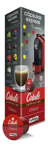 Combo maquina cafetera para capsulas express negra Eva + Capsulas colcafe  capuccino clásico caja x 10 unidades