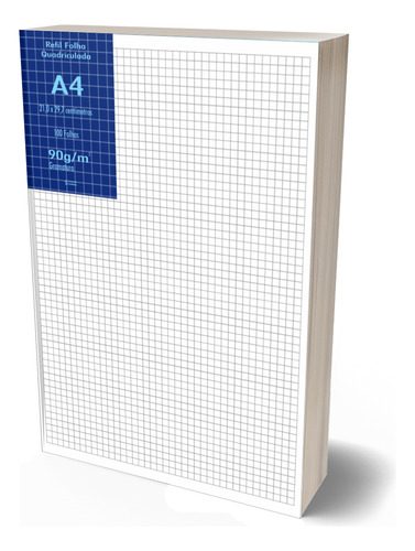 Papel A4 Offset Branco 90g Quadriculado 100 Folhas 21x29,7cm