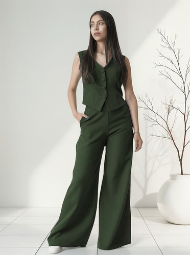 Set Casual Pantalon Y Chaleco Dama