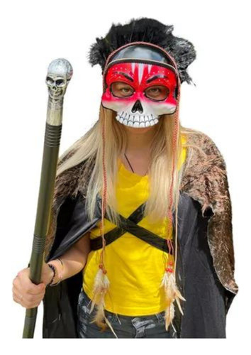 Mascara Careta Disfraz Indio Plumas Indigena Zulu Halloween Mascara Zulu