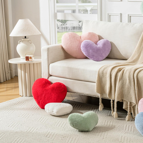 Cojín Vodoie Heart Fluffy Púrpura Con Piel Sintética De Cone
