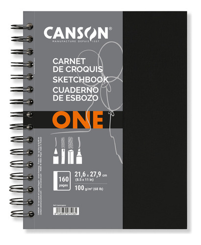 Testebloco Espiral Sketchbook Canson One 80 Hojas A4 100g/m