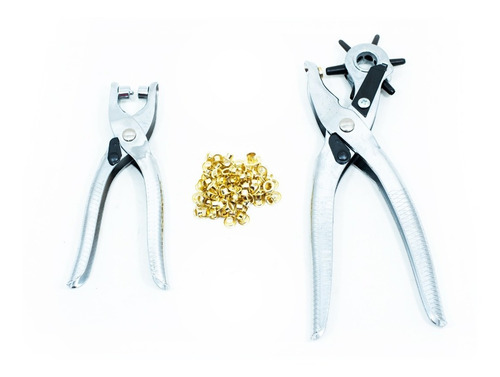 Imagen 1 de 10 de Pinza Sacabocados 6 Bocas+ Pinza Ojal + Bolsita Ojales X100