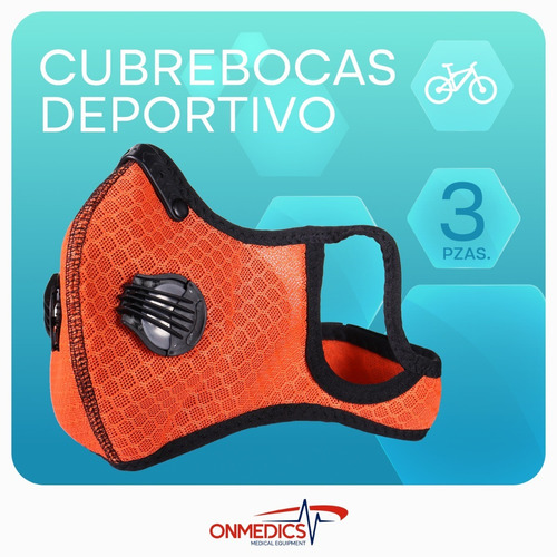 Imagen 2 de 9 de Cubrebocas N95 Lavable Reusable Deportivo 2 Válvulas 3 Pzas
