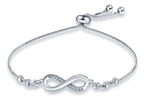 Pulsera De Amor Infinito Romántico De Plata 925 Ajustable 