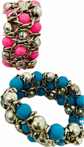 Pulsera Ancha Elastizada Bolitas Combinables En Color Bijou