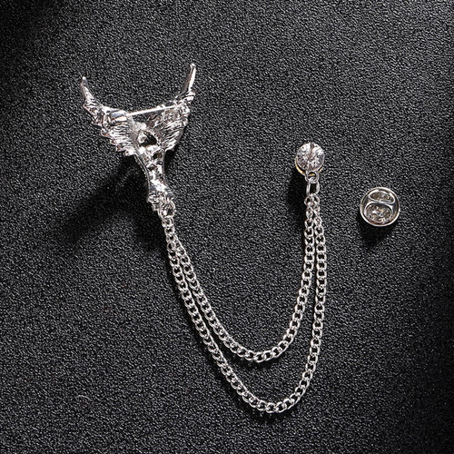 Broche De Traje Con Cadena De Metal Para Hombre, Broche De