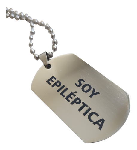 Medalla Acero Epiléptica +cadena Personalizada Grabada Laser