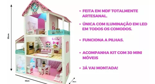 Casa da Barbie Completa Decorada com Iluminação