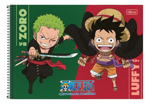 Caderno De Cartografia 80 Folhas One Piece - Zoro E Luffy