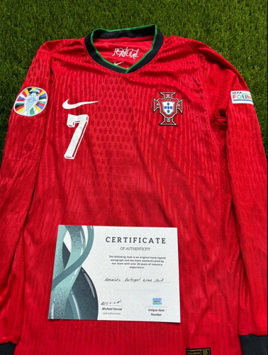Camiseta Autografiada Cristiano Ronaldo Portugal 2024 Coa