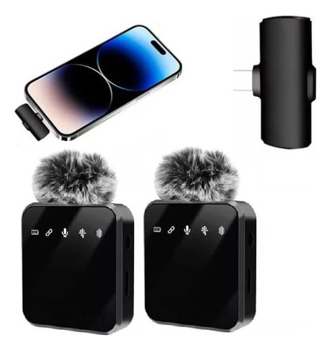 Microfone Lapela Sem Fio Duplo Profissional Celular Maxnova Tipo C Android Cor Preto