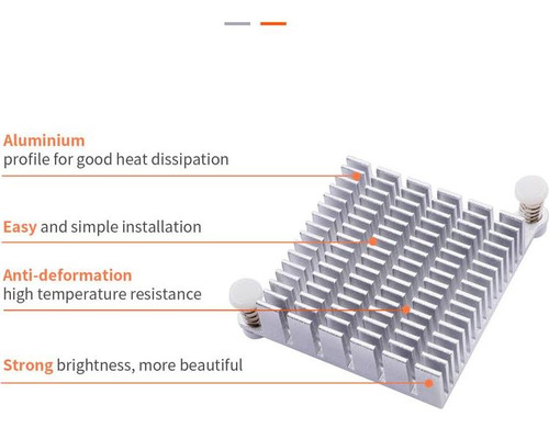 Disipador De Aluminio Orange Pi 5 Plus 50mm X 46mm X 12.6mm