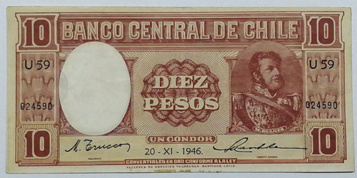 Billete 10 Pesos 20-xi-1946 Tev-unc-u59 Trucco-maschke