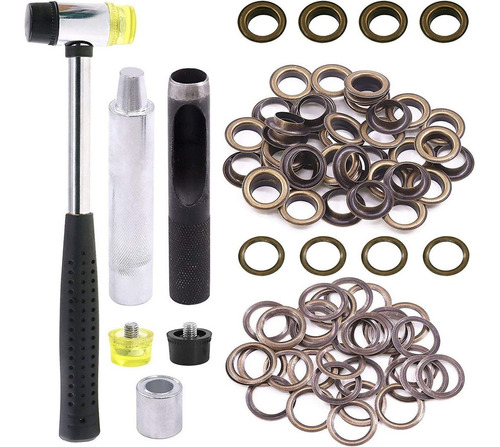 Kit De 160 Ojales De 1/2 C/herramienta De Perforacion- Bronz