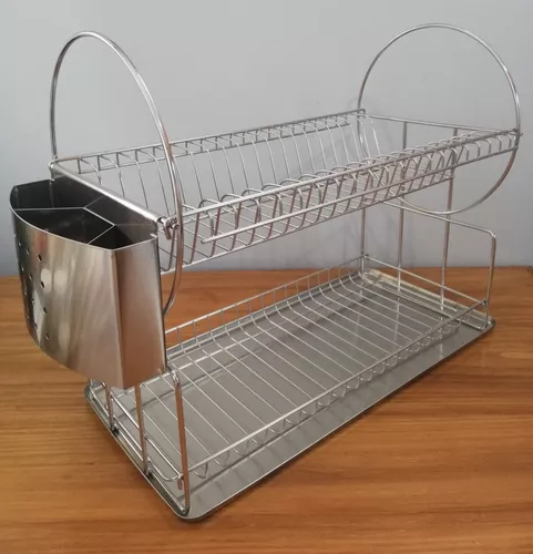 Seca Platos Acero Inoxidable 2 Nivel Escurridor Cocina 85cm