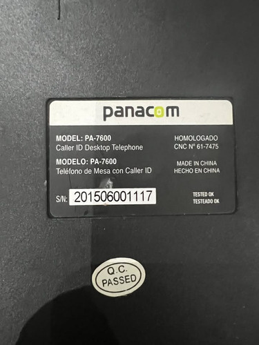 Teléfono Panacom Pa-7600 - Fijo Negro (Usado)