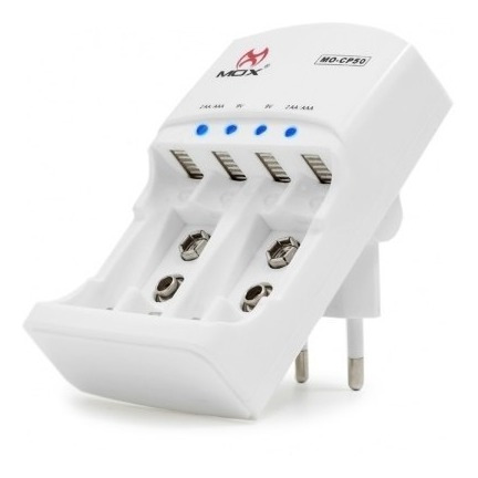 Imagem 4 de 5 de Carregador De Pilhas Mox Aa Aaa Com 1 Bateria Recarregavel De Litio 450 Mah 9v Mo-9v450 Microfones Violão Cp50 Com Nfe