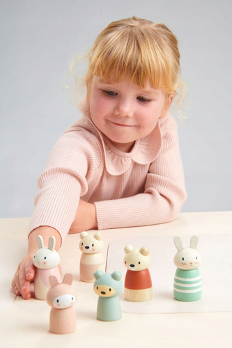 Juguete Familia Conejo Muñecos Madera Tender Leaf Niños Ax ®