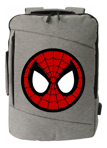 Morral Espalda Logo Spiderman Maleta Portafolio Gris