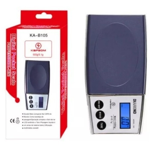 Mini Balança De Precisão Digital 0.1 A 500g Kapbom Ka-b105 Cor Azul-escuro