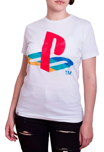 Remera Play Station Retro Colors Mujer