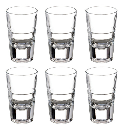 Set 6 Piezas Tequilero De Vidrio Anillos 80 Ml