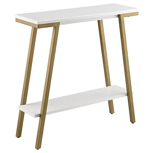 Mesa Consola De Pasillo Mezcla De Metal Y Madera, Blanc...